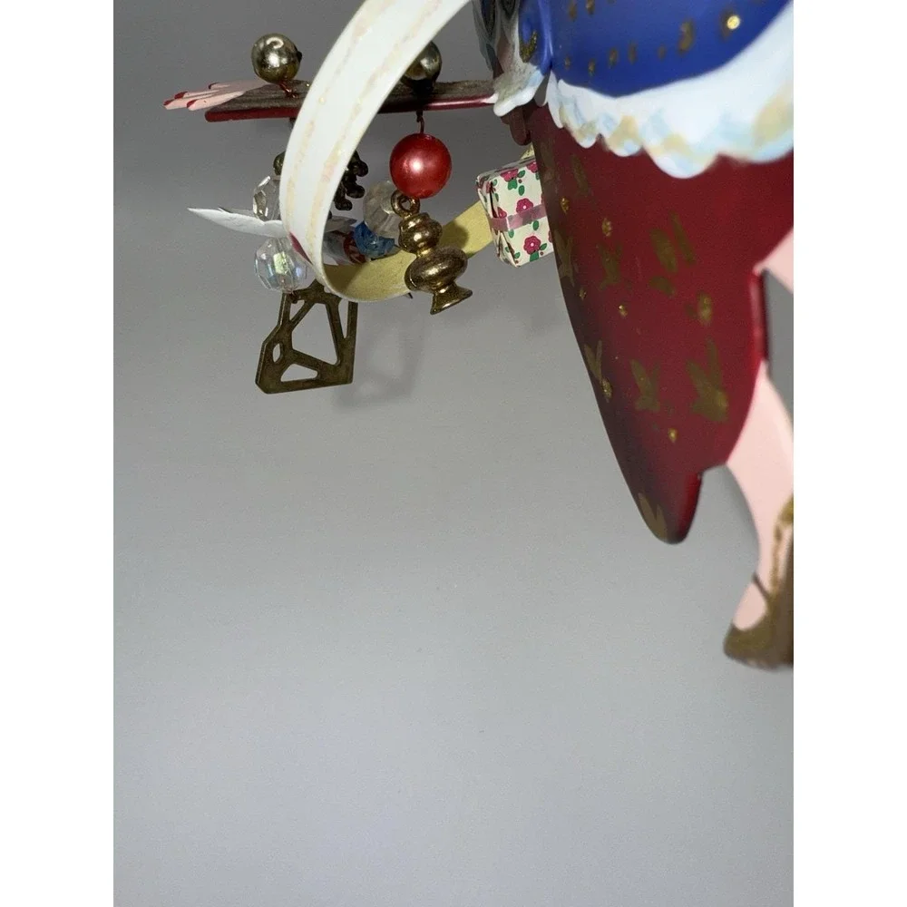 Vintage Kurt Adler Flying Queen Ornament Mixed Media Wood Metal Pearls RARE Y2K‎